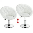 thumbnail image 5 of Alden Design Modern Tufted Adjustable Barrel Swivel Accent Chair, White Faux Leather, 5 of 11