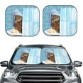thumbnail image 2 of Haiem Funny Cat Taking A Bath Windshield Sun Shade: Universal Foldable 2-Piece Car Front Window Sunshade - Blocks Uv Rays, And Reduces Heat,Essential Car Accessory Large, 2 of 7