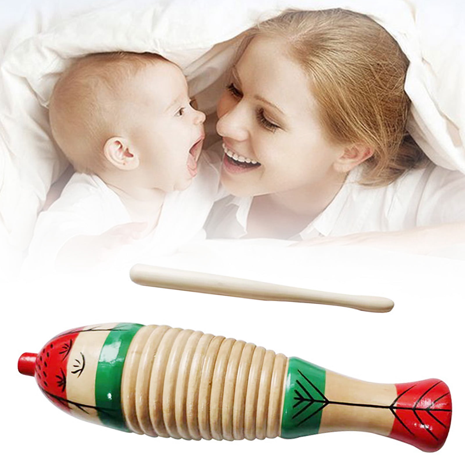 Guiro Instrument, Colorful Wooden Fish Shaped Guiro Percussion