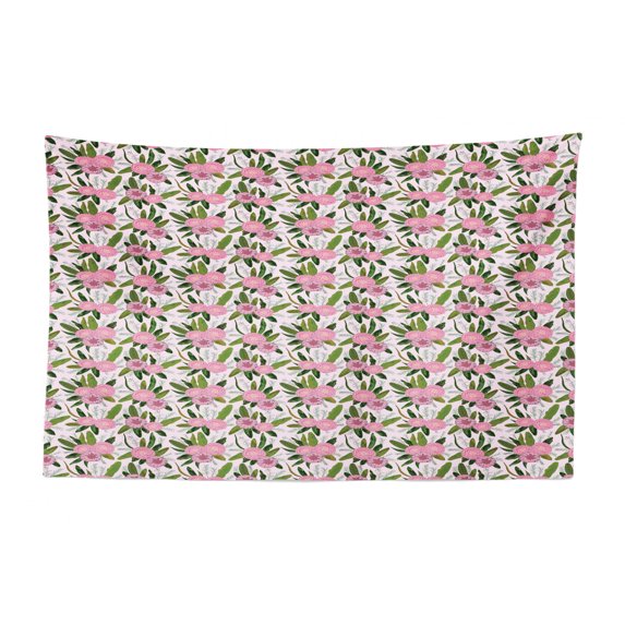 Floral Tapestry, Illustration of Asian Style Inspired Colorful Leaves in Autumn Season, Fabric Wall Hanging Decor for Bedroom Living Room Dorm, 2 Sizes, Vermilion and Multicolor, by Ambesonne