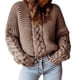 thumbnail image 1 of Gibobby Manga Larga Cuello Rojoondo 2023 Otoño Invierno nuevo suéter de comercio exterior europeo y americano para mujeres/suéter de punto con cuello Rojoondo y hombros descubiertos (Caqui, S), 1 of 3
