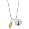 thumbnail image 1 of Delight Jewelry 3-D Enamel Orange Slice Silvertone Script Initial Disc - T - Charm Necklace, 20"+3", 1 of 4