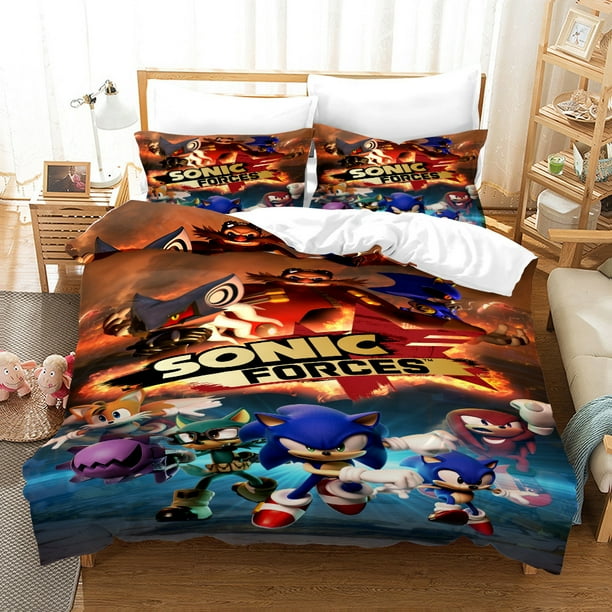 Sonic cartoon game 3D printed quilt cover threepiece set Walmart.ca