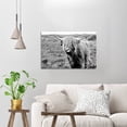 thumbnail image 3 of HFDF Highland Cow Decor Farmhouse Style Highland Cow Black and White Canvas Poster Animal Wall Art Modern Living Room Wall Decor Naughty Cow Wall Art Stretched With for Hanging 24x20inch Framed, 3 of 7