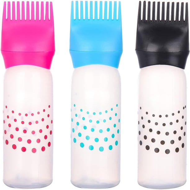 Paquete de 3 botellas de tinte para el cabello, peine aplicador de raíces, botellas aplicadoras de puntos, botellas de tinte para el cabello para salón