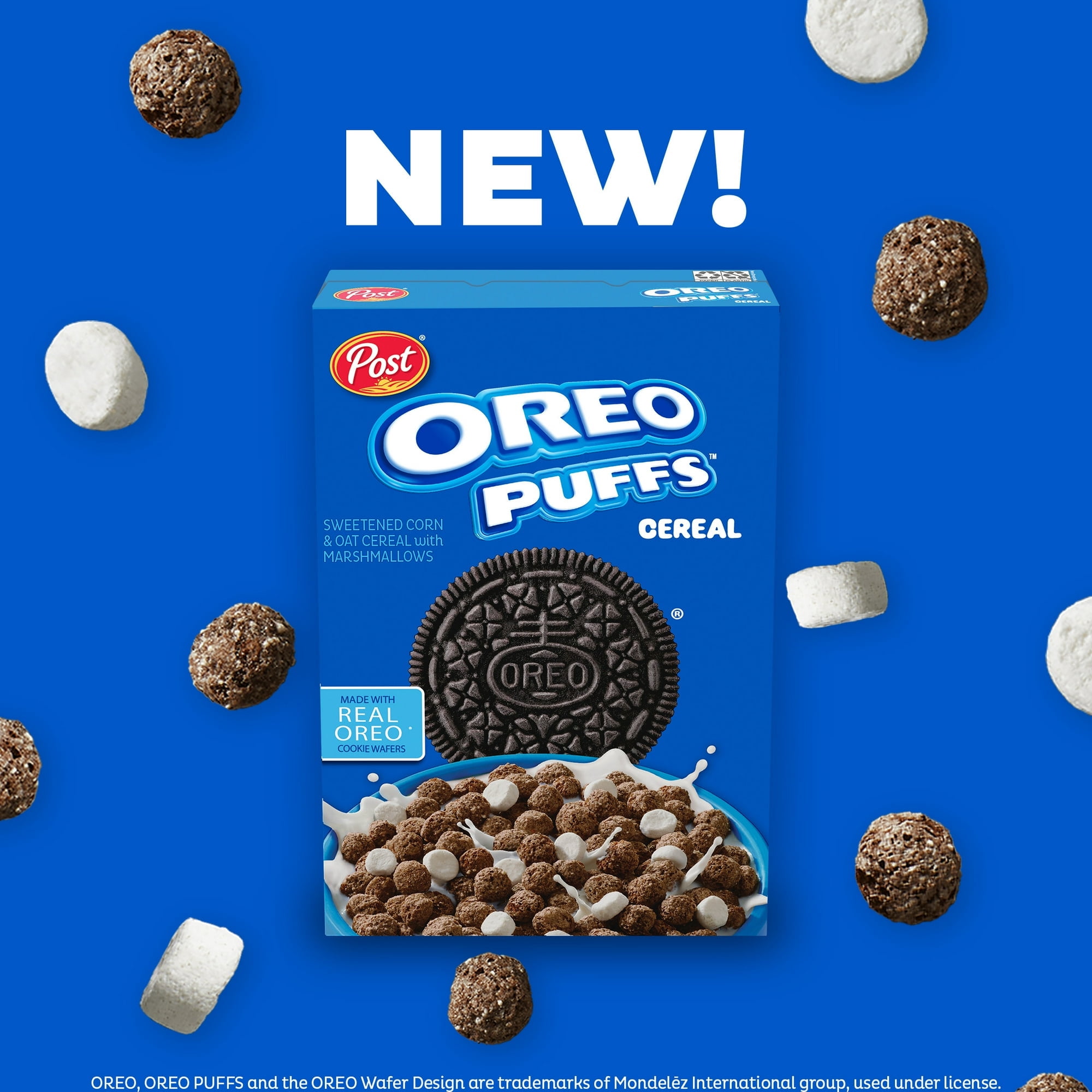 Post OREO PUFFS Breakfast Cereal, Crunchy 16.5 oz Box(pack of 4)