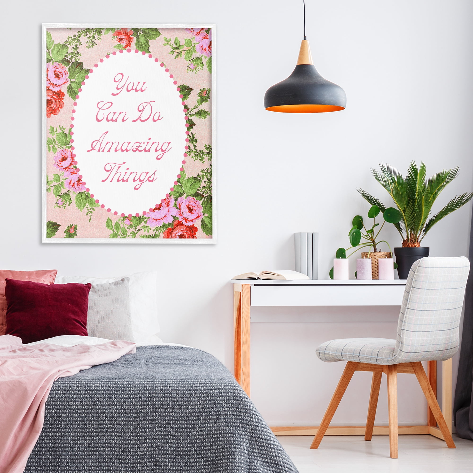 Stupell Industries You Can Do Amazing Things with Vintage Florals White Framed Giclee Art, design by Lil' Rue