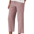 thumbnail image 2 of Lroveb Cotton Linen Pants for Women Summer Casual High Waisted Lightweight Pants Straight Beach Lounge Trousers with Pockets Pink, 2 of 3