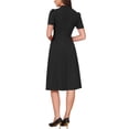 thumbnail image 2 of INSPIRE CHIC Work Dresses for Women Midi Length Button Decro Short Sleeve V Neck A-Line Business Casual Dresses XL Black, 2 of 6