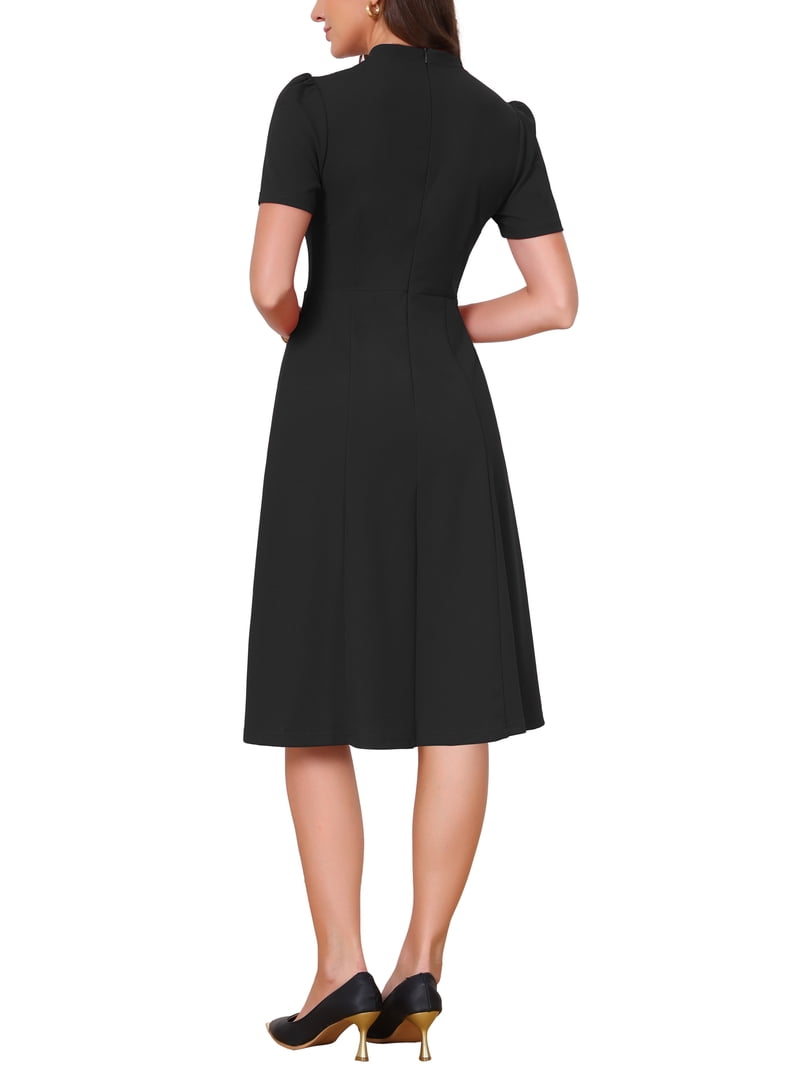 knee length business casual dress Allegra K Women's Short Sleeve Ruched Work Sheath Small Sky Blue making it a practical choice for busy women. Knee Length Summer Dresses For