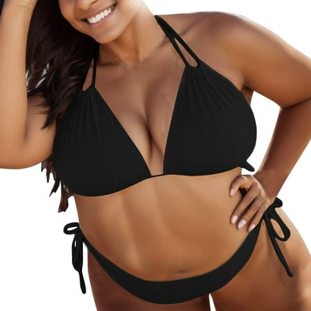 Lojoutye 2025 Solid Size Suit Push Plus Size Push Up Swimsuits for Women Bikini Swimwear Padded Bathing Skirt Suit 14W Womens Swimsuit Set Plus Womens Bathing Suit with Skirt Up Swimwears Tankini