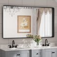 thumbnail image 1 of TETOTE 55x30 Inch Bathroom Mirror, Matte Black Modern Metal Frame Rectangle Modern Farmhouse Wall Mounted Vanity Mirror (Horizontal/Vertical), 1 of 8