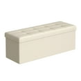 thumbnail image 2 of SONGMICS 43 Inches Folding Storage Ottoman Bench, Storage Chest, Foot Rest Stool, Beige, 2 of 5