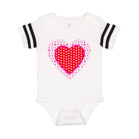 

Inktastic Valentine Red Heart with Dots Gift Baby Boy or Baby Girl Bodysuit
