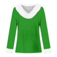thumbnail image 4 of Christmas Tops For Women Long Sleeve With Printed Collar Festive Holiday Crewneck Gift Tops, 4 of 4