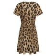 thumbnail image 5 of Leopard Print Brown Women's Dress Short Sleeve Summer Sundress Summer Women Clothes, 5 of 7