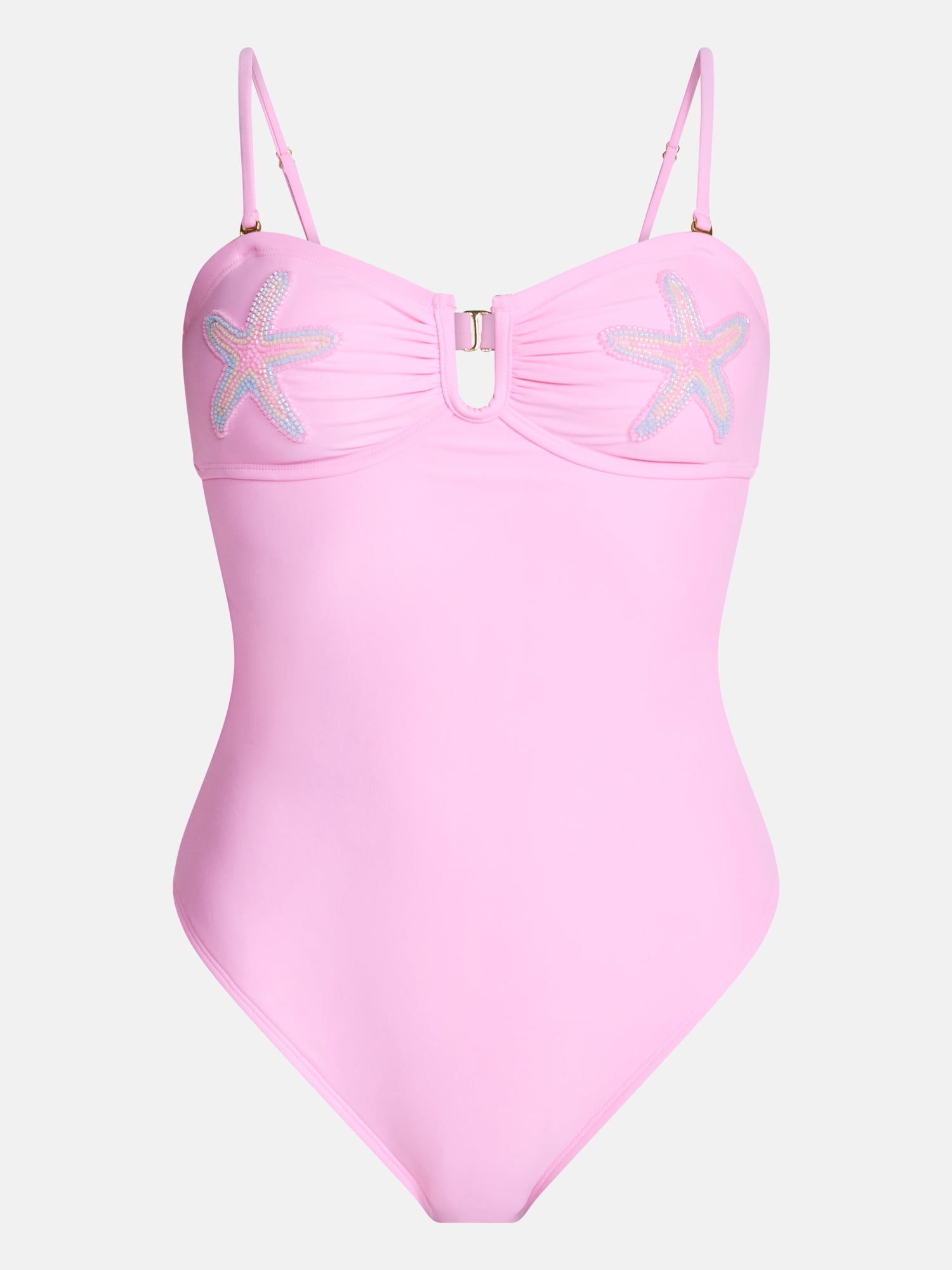 No Boundaries Sun Coast Beaded Starfish One Piece Swimsuit, Women's XXS-XXL