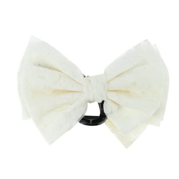 Unique Bargains 1 Pc Claw Clip Fashion Double Layer Bow Hair Clip Beige