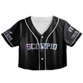 thumbnail image 2 of Lotusprinthandmade Personalized Scorpio Zodiac Crop Top Baseball Jersey XS-XL Multicolor, Zodiac Horoscope Lover Gift, scorpio zodiac croptop baseball jersey, birthday crop top baseball jersey, 2 of 5
