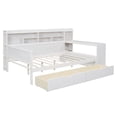 thumbnail image 4 of Wooden Daybed with Storage Shelves, Multi-functional Bed with Two Storage Drawers and  Study Desk, 4 of 23
