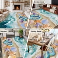 thumbnail image 5 of Summer Nautical Area Rugs 8'x10', Washable Small Throw Rugs for Living Room Patio, Ocean Beach Flip Flops Shells Waves Green Indoor Outdoor Rug Non-Slip Low Pile Carpet Runner Reversible Floor Mats, 5 of 8