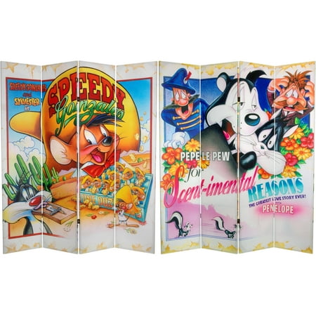 6' Tall Double Sided Speedy and Pepe Le Pew Canvas Room Divider