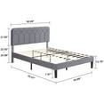 thumbnail image 3 of VECELO Full Size Bed Frame with Adjustable Headboard, Upholstered Platform Bed Frame with Wooden Slats Support, No Box Spring Needed, Dark Gray, 3 of 14
