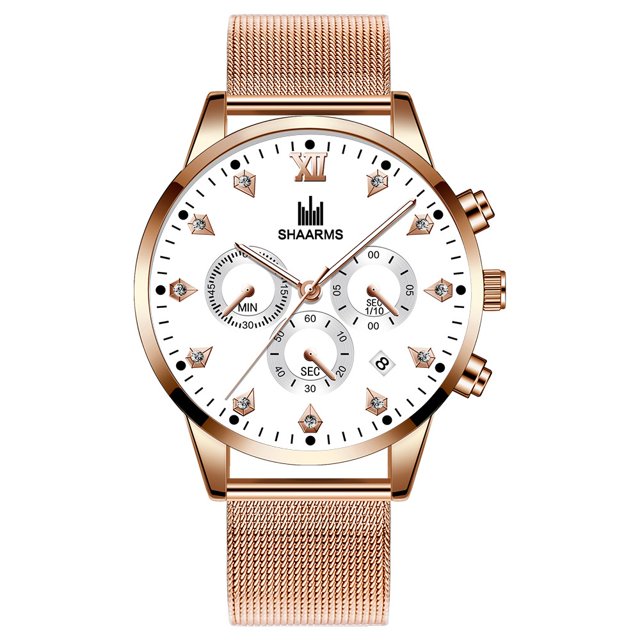Reloj de hombre Moda Acero inoxidable Calendario Esfera Negocios Deportes
