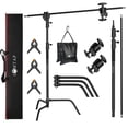 thumbnail image 1 of LOMTAP Support en C Support Léger Trousse de Photographie en Métal Inoxydable - Perche Verticale Robuste 6,8 Pi/210 cm, Bras de Perche 2,8 Pi/87 cm, Base Réglable, Sable Aquatique, 1 of 9