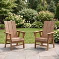thumbnail image 3 of WestinTrends Ashore Outdoor Patio HDPE Plastic Modern Adirondack Dining Chairs (Set of 2), Teak, 3 of 17