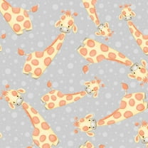 Flannel Giraffes on Grey Dots Kids Safari Nursery Baby Animals Children Flannel Fabric Print by the Yard (N-0958-90)