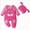 V103-Hot Pink, variant on Baby Newborn Romper ClothesCotton Infant Infant Girls Long Sleeve Floral Prints Romper Newborn Bodysuits Headbands Set 9-12 Months