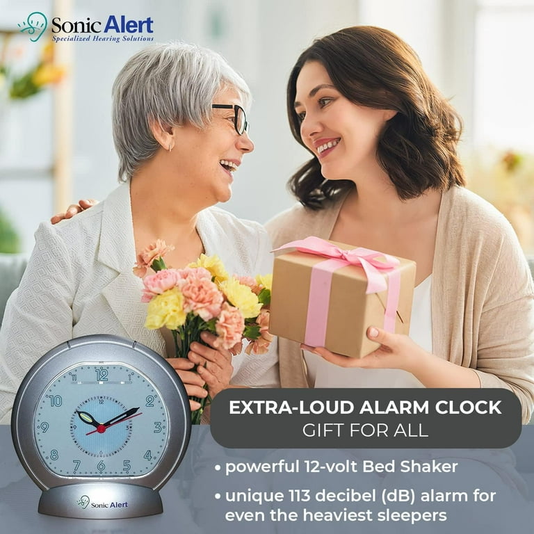 Sonic Alert Sonic Boom Analog Alarm Clock with White Bed Shaker