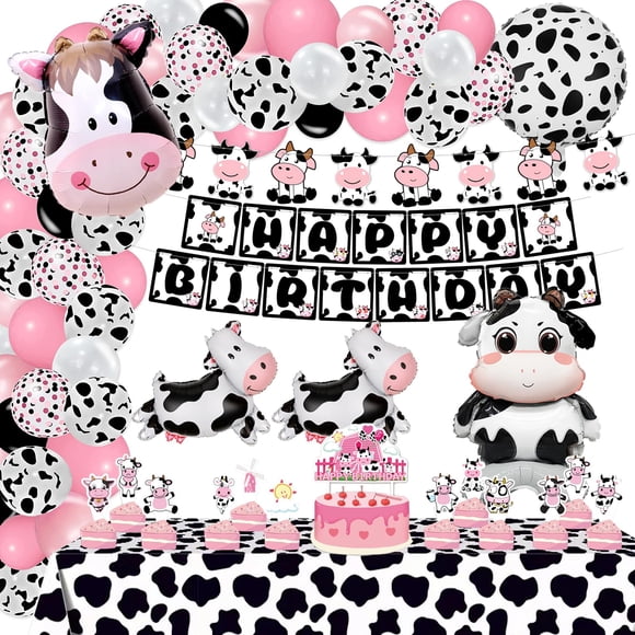 Decoraciones de fiesta Bluegogo 120 unidades con forma de vaca, fiesta de cumpleaños para niña