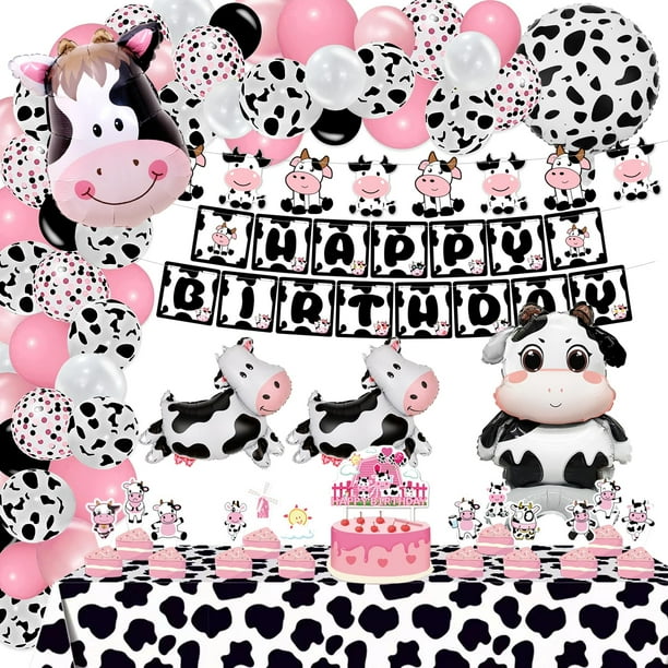 Decoraciones de fiesta Bluegogo 120 unidades con forma de vaca, fiesta de cumpleaños para niña