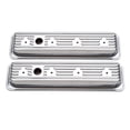 thumbnail image 4 of Edelbrock Valve Cover 4446 Signature; 2.8 Inch Overall Height; Low Profile; With Oil Fill Hole; With Breather Hole; Ribbed Top; Chrome Plate Steel; Set of 2, 4 of 4