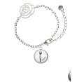 thumbnail image 2 of Delight Jewelry Silvertone Domed Pink Ballet Dancer Silver-tone Flower Link Chain Bracelet, 6.75"+2" Extender, 2 of 4