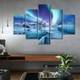 thumbnail image 4 of TISHIRON 5PCS Framed Aurora Borealis Landscape Theme Canvas Wall Art Set,60"x32" Lofoten Islands Norway Wall Canvas Art Decor, 4 of 7
