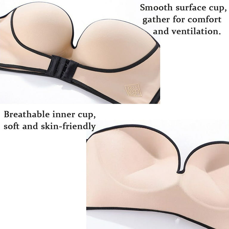 Women Sexy Gather Bra Strapless Bras Invisible Bras for Wedding Dress, A B  Cup 