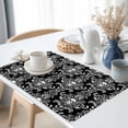 thumbnail image 2 of Black Horror Halloween Placemats Set of 8, Vintage White Skull Pattern Table Mats Washable Heat-Insulation Non-Slip Place Mats for Kitchen Dinner Table Indoor Outdoor Decor,13x19 Inch, 2 of 9