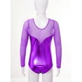 thumbnail image 4 of YEAHDOR Kids Girls Sequined Gymnastics Dance Leotard Long Sleeve Sparkle Rhinestone Metallic Bodysuit Purple 10, 4 of 7