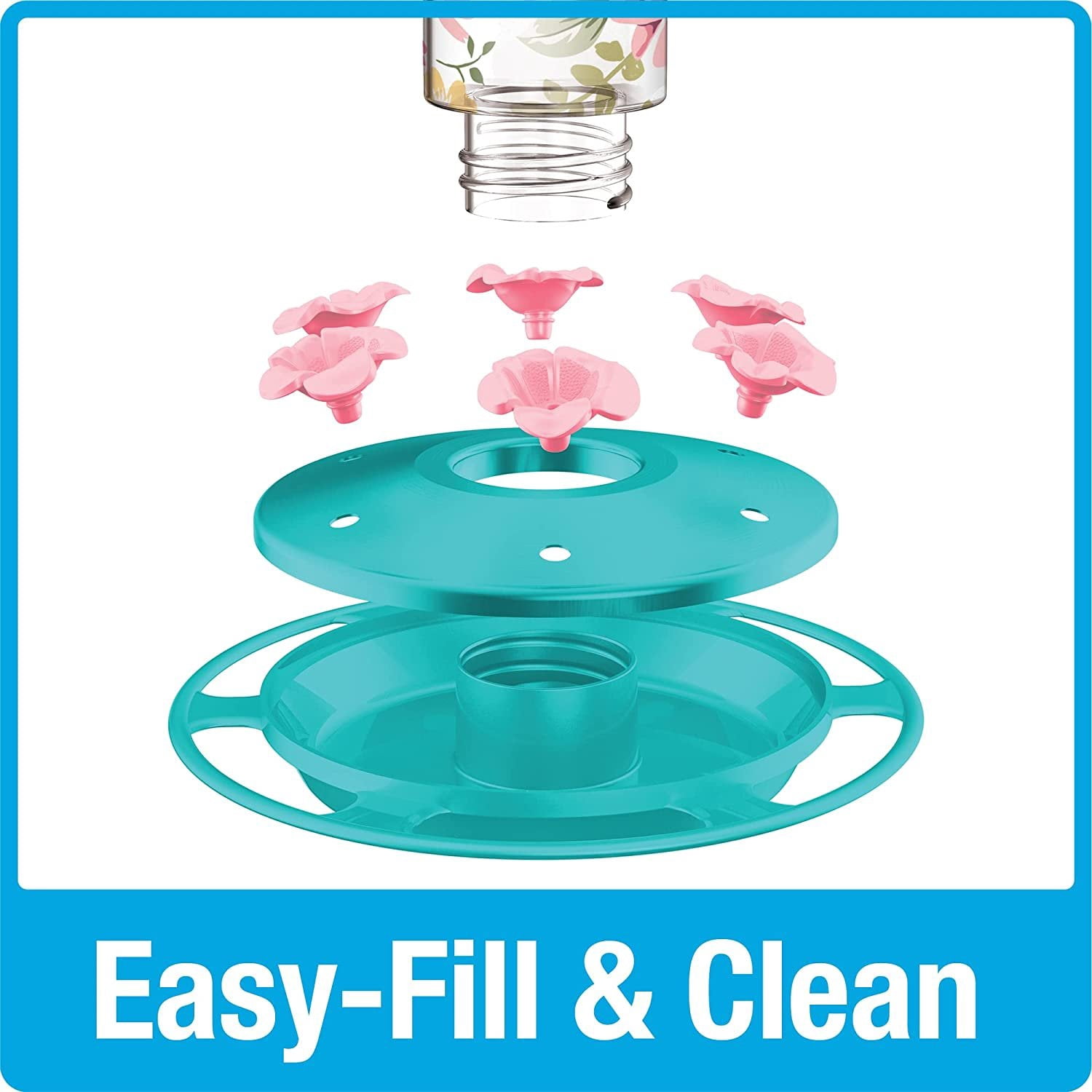Nature's Way Bird Products DGHF2 Charming Peony Decorative Glass Hummingbird Feeder