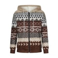 thumbnail image 4 of Women's Zip Up Hooded Jacket V Neck Fashion Printed Casual Hooded Zip Up Jacket with Pockets Loose Casual Fall Fashion Sweatshirt Outerwear, 4 of 7