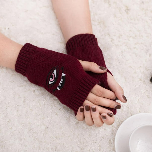 jovati Fingerless Gloves for Women Winter Women Girl Knitted Arm Fingerless  Keep Warm Winter Gloves Soft Warm Mitten 