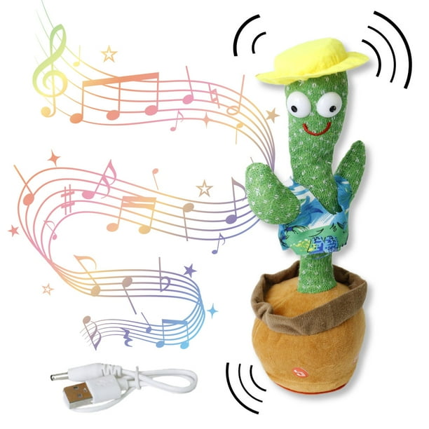Cactus Bailarin, Cactus Parlante Que Habla y Repite lo Que Dices, Cactus con 120 Canciones, Juguete con Sonido, Peluche para Niños y Niñas Divertido y Educativo
