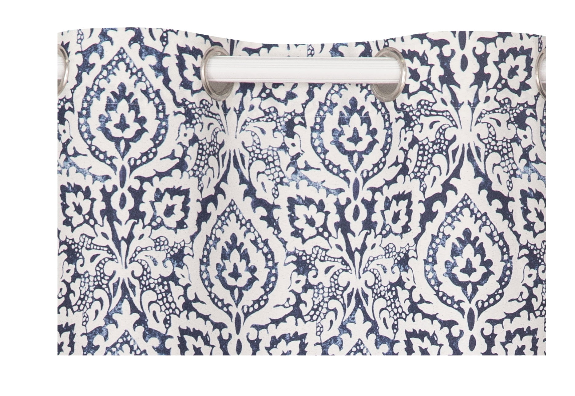Mainstays Damask Window Curtain Panel Pair, 60" x 84", Indigo