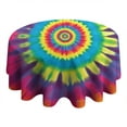 thumbnail image 4 of Rainbow Tie Dye Mandala Pattern Round Tablecloth 60"x60",Wrinkle Wipeable Table Cloth for Kitchen Dining Room Picnic Patio Party, 4 of 6