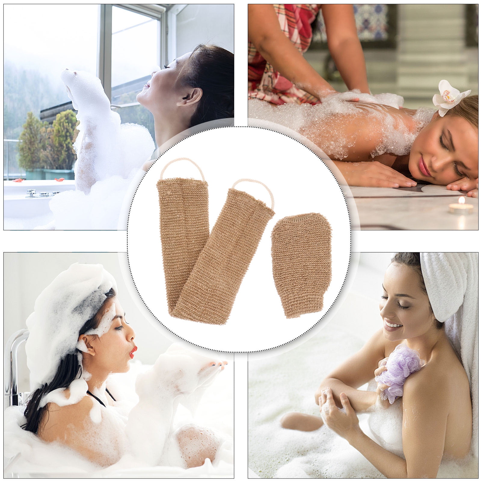 2pcs Ramie Jute Maillot de Bain Serviette Exfoliant Gant Exfoliant Gommage du Dos