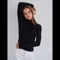 thumbnail image 4 of Suéter de Cuello Alto Acanalado para Mujer, Larga, Blusa Térmica de Peso Medio Negro un Tamaño, 4 of 10