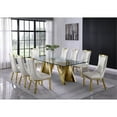 thumbnail image 4 of Clear Glass 9pc Dining Set with Gold Stainless Steel and 8 Chairs, 4 of 4
